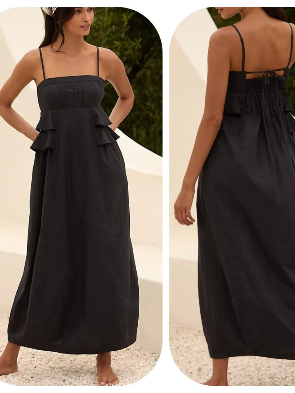 NEW Anthropologie Sleeveless Babydoll Midi/Maxi 52" Dress LARGE, $98, cotton